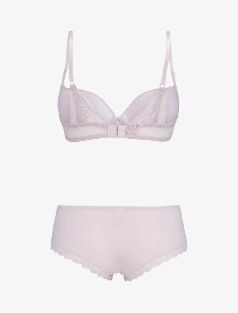 Ensemble push-up en résille et dentelle - rose - 2