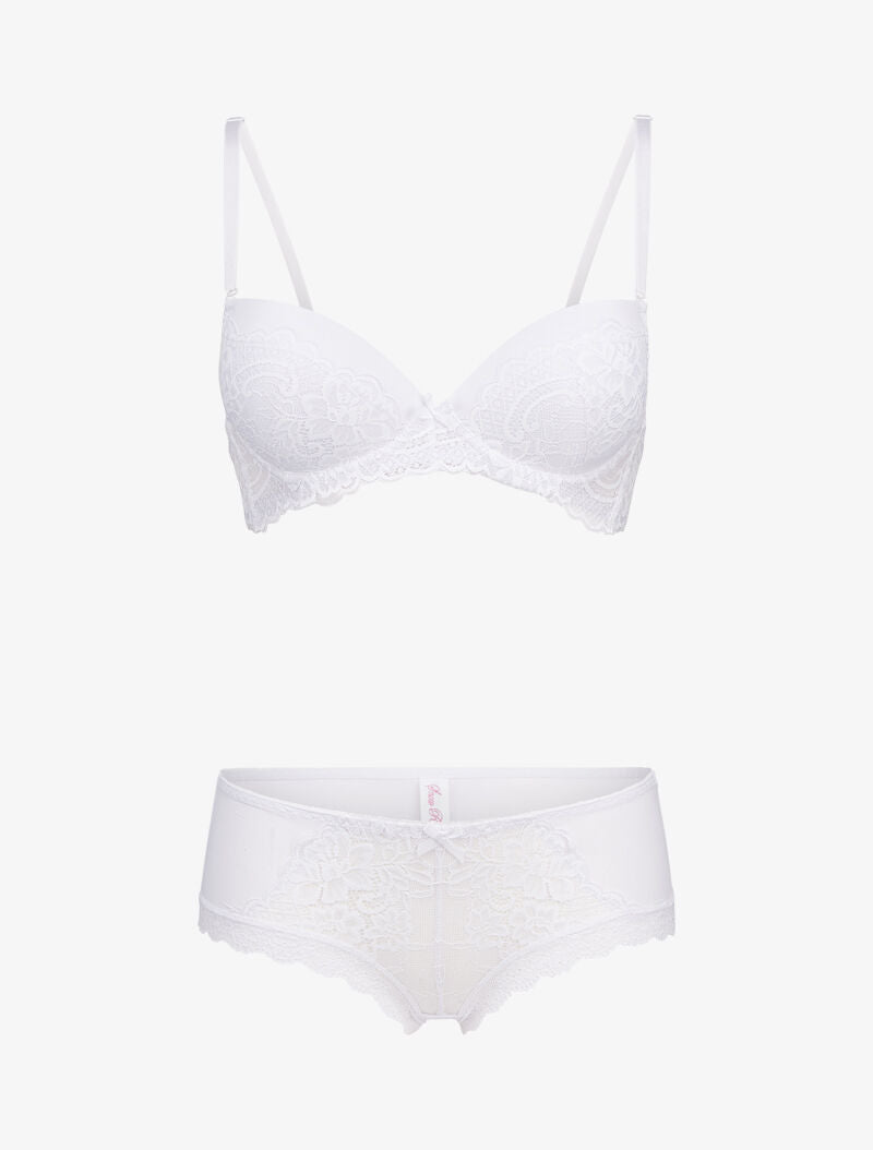 Ensembles en dentelle à shorty ajouré - blanc - 1