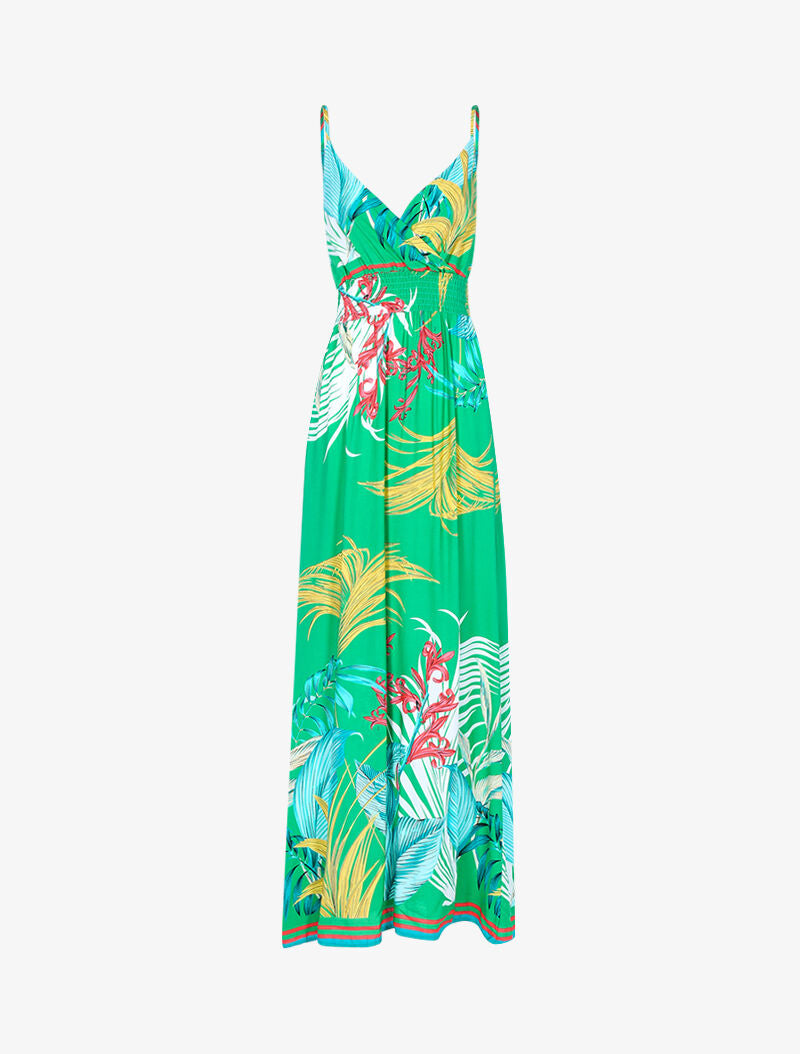 Robe longue à imprimé feuillages - vert - 1