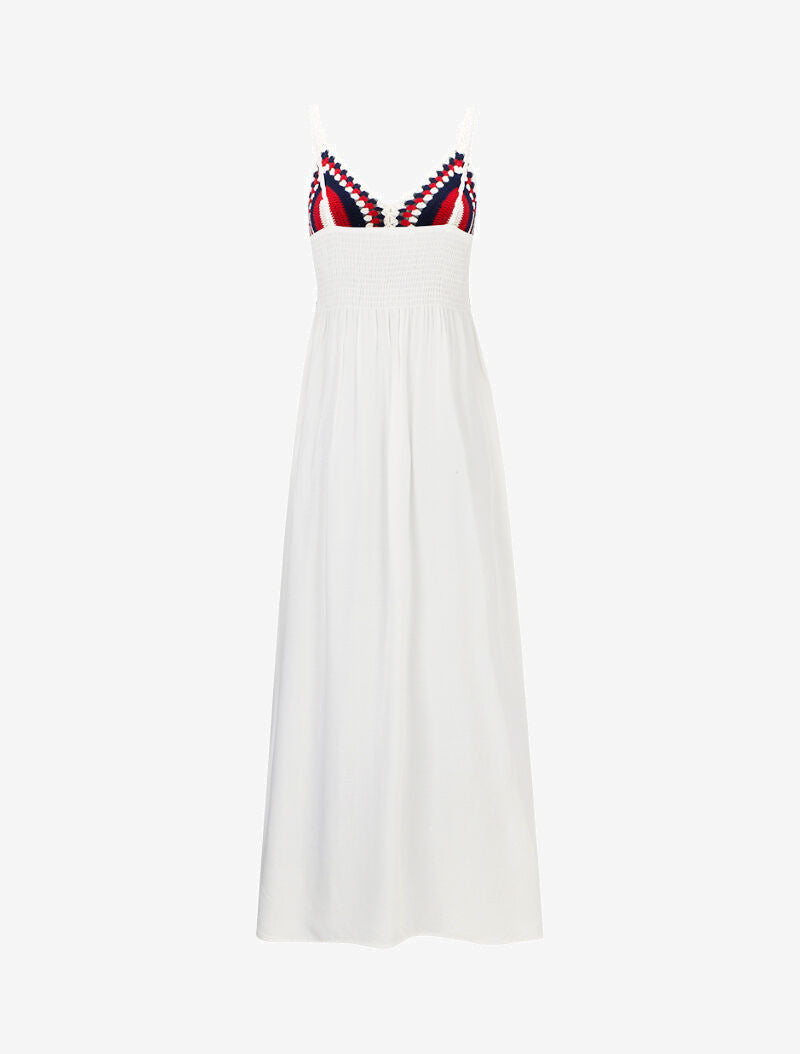 Robe longue à buste multicolore en crochet - ecru - 2