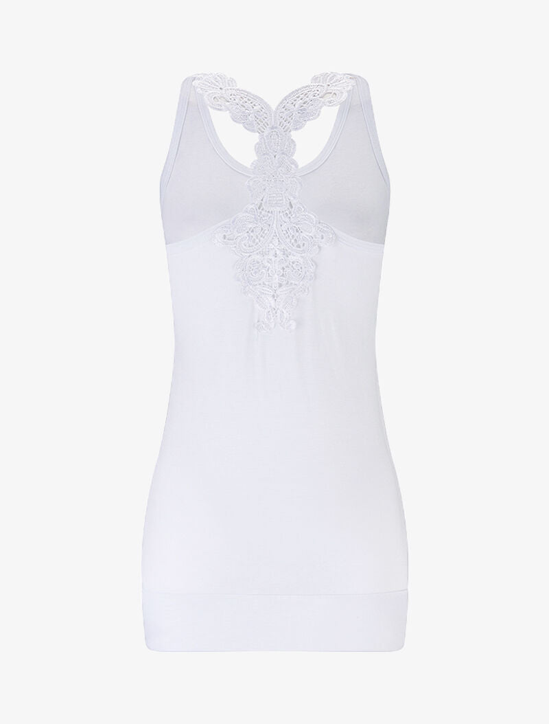 Débardeur à dos nageur en dentelle - blanc - 2