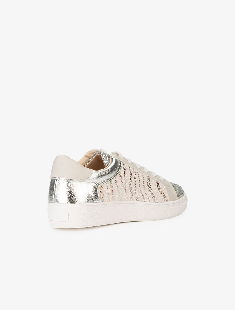 Sneakers à zébrures brillantes et paillettes - argent - 4