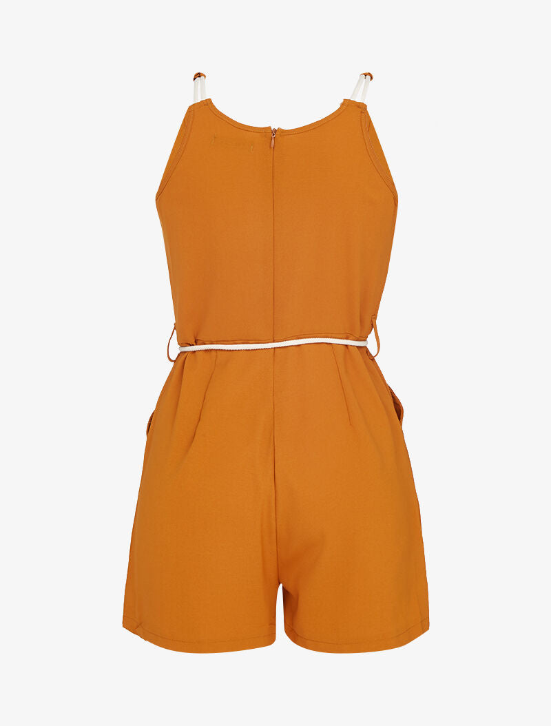 Combishort fluide à détails cordelettes - orange - 2