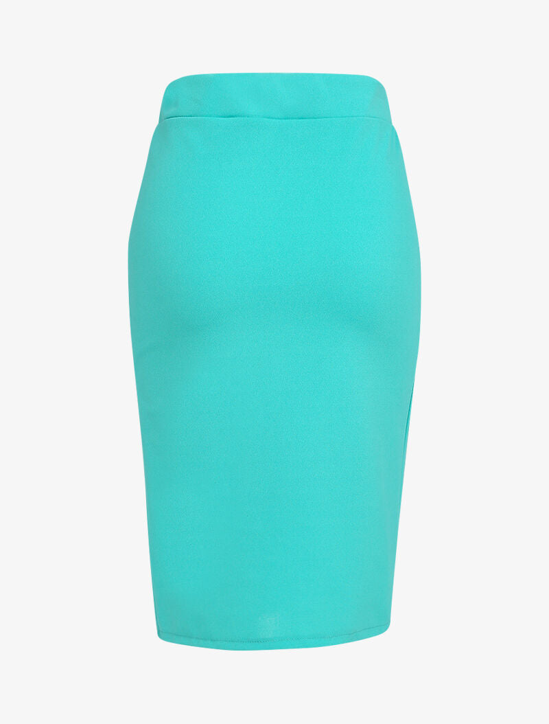 Jupe crayon fendu à demi ceinture - turquoise - 3