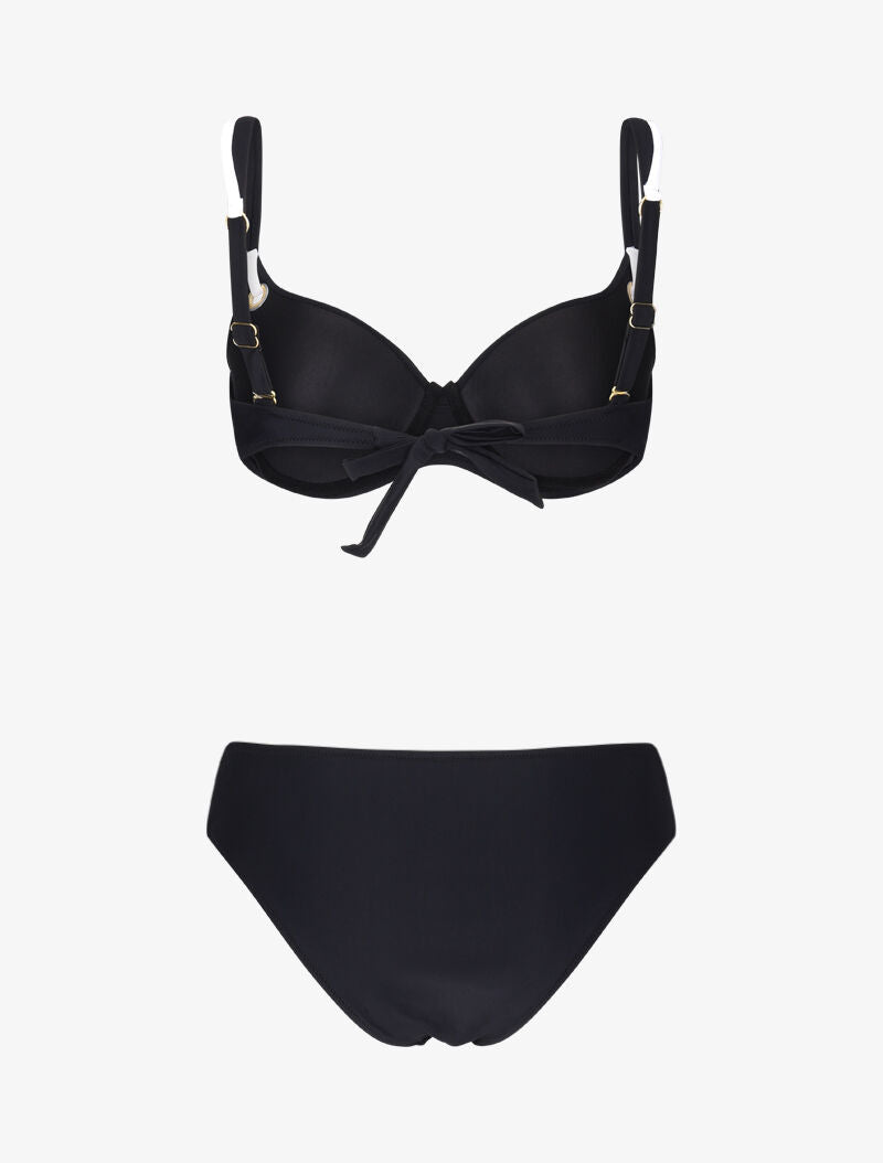 Bikini emboitant à oeillets et liens contrastants - noir - 2