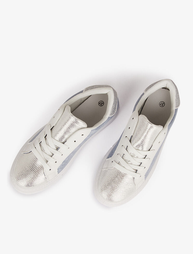 Sneakers effet osier tressé en suédine - bleu charrette - 4