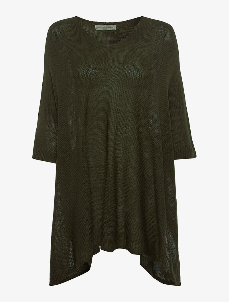 Poncho rectangulaire - kaki - 1