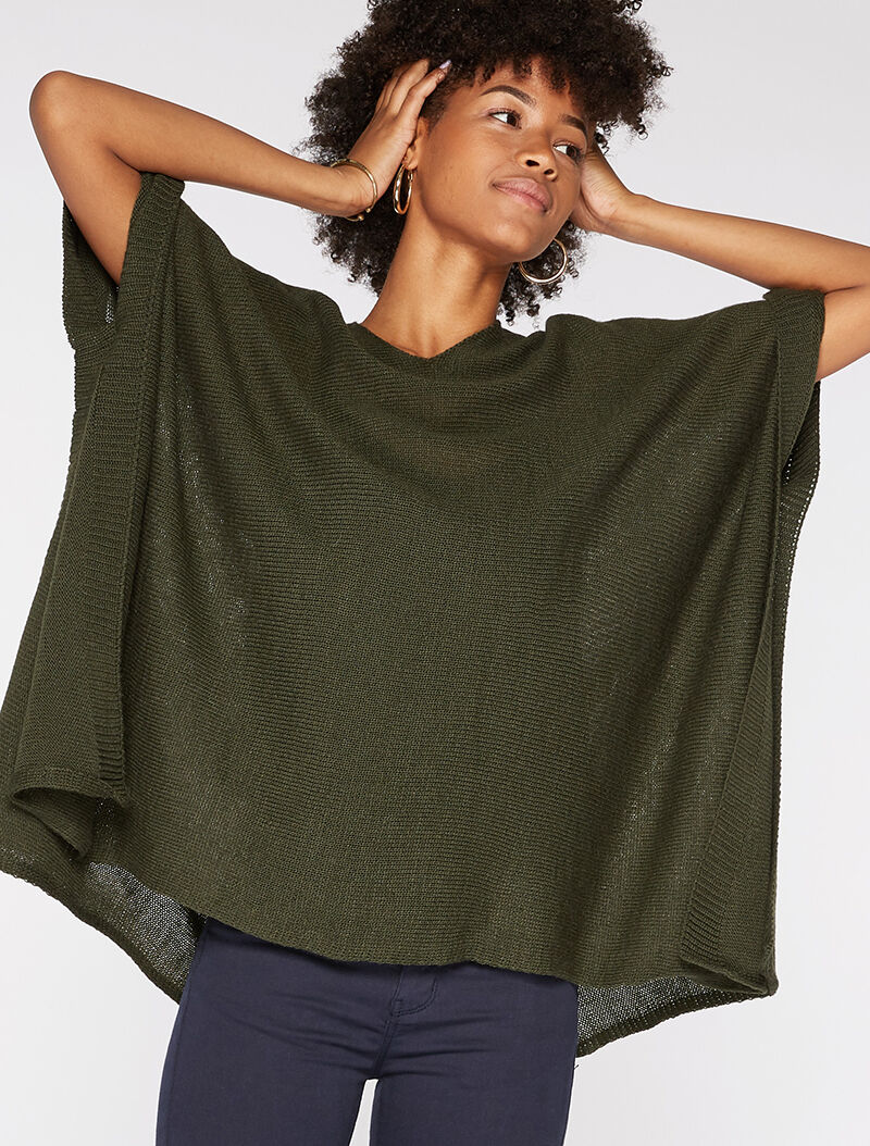 Poncho rectangulaire - kaki - 2