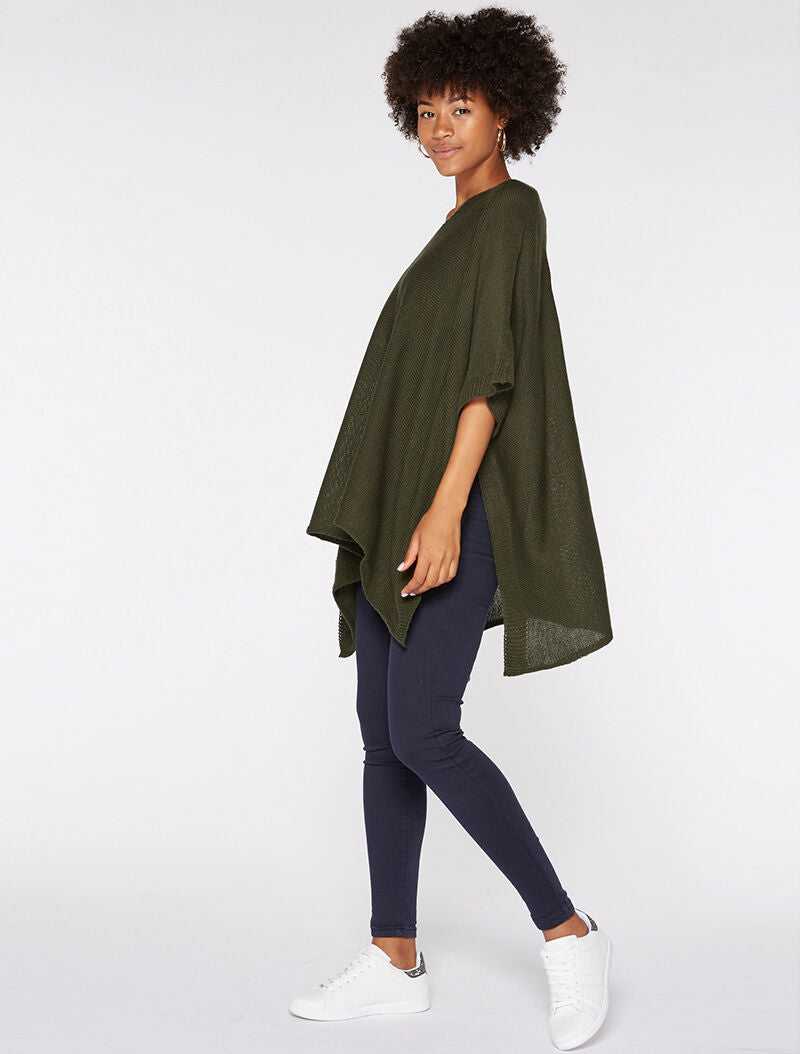 Poncho rectangulaire - kaki - 3