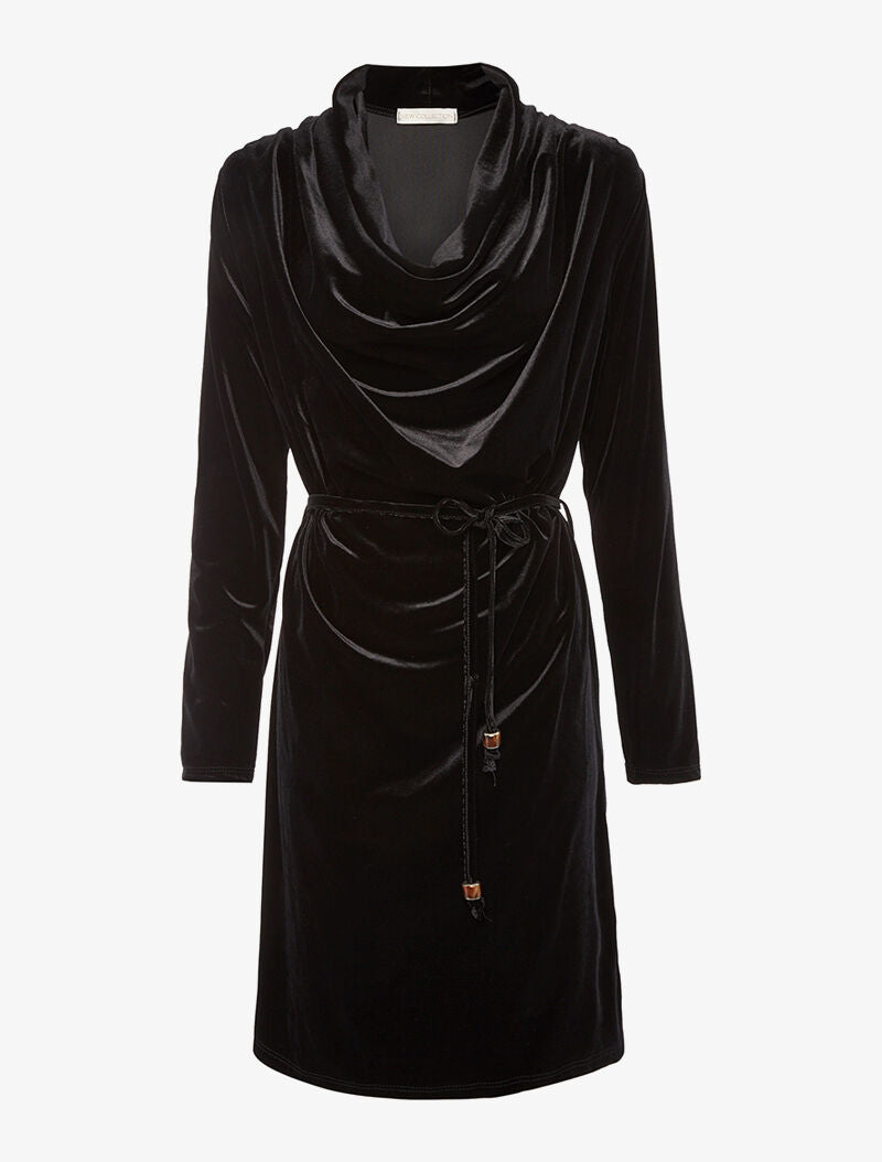 Robe velours col bénitier - noir - 3