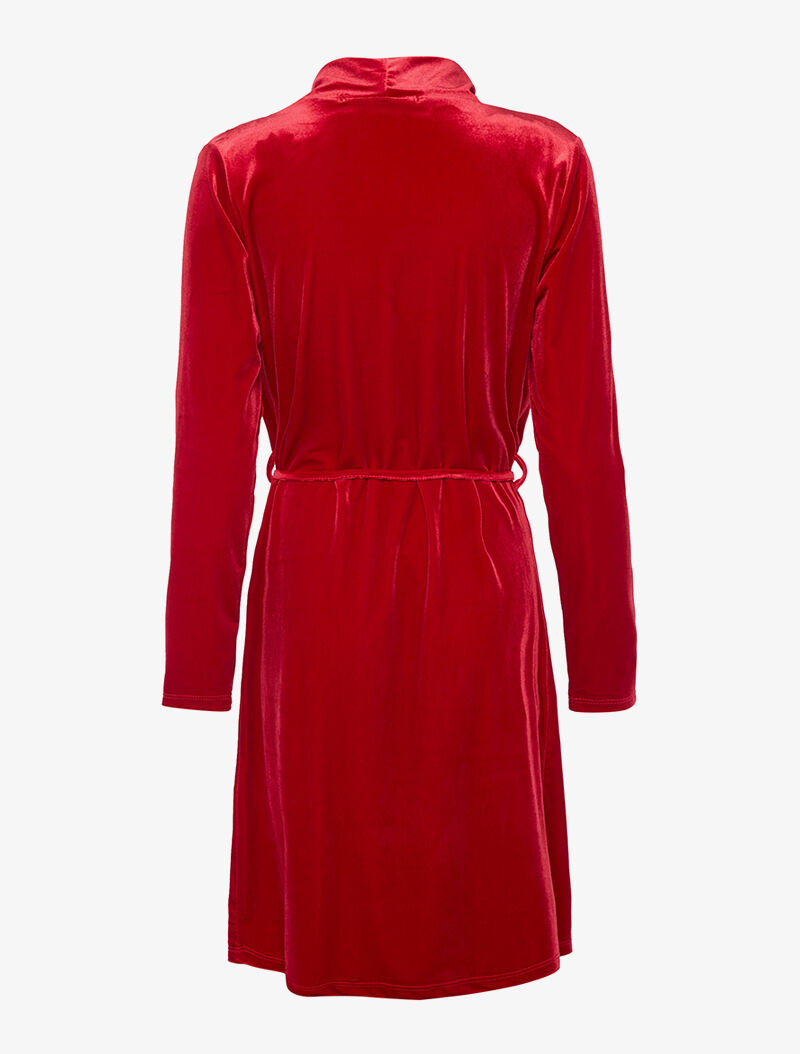Robe velours col bénitier - rouge - 2