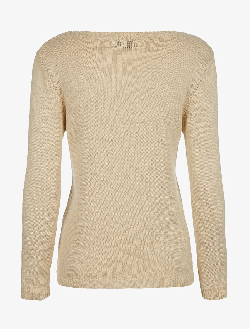 Pull col à lacet - beige - 2
