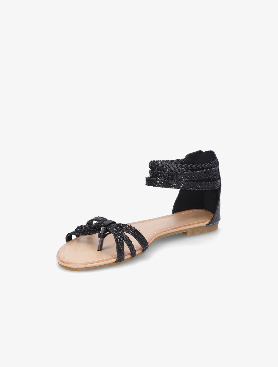 Nu - pieds tressés pailletés noir - 2