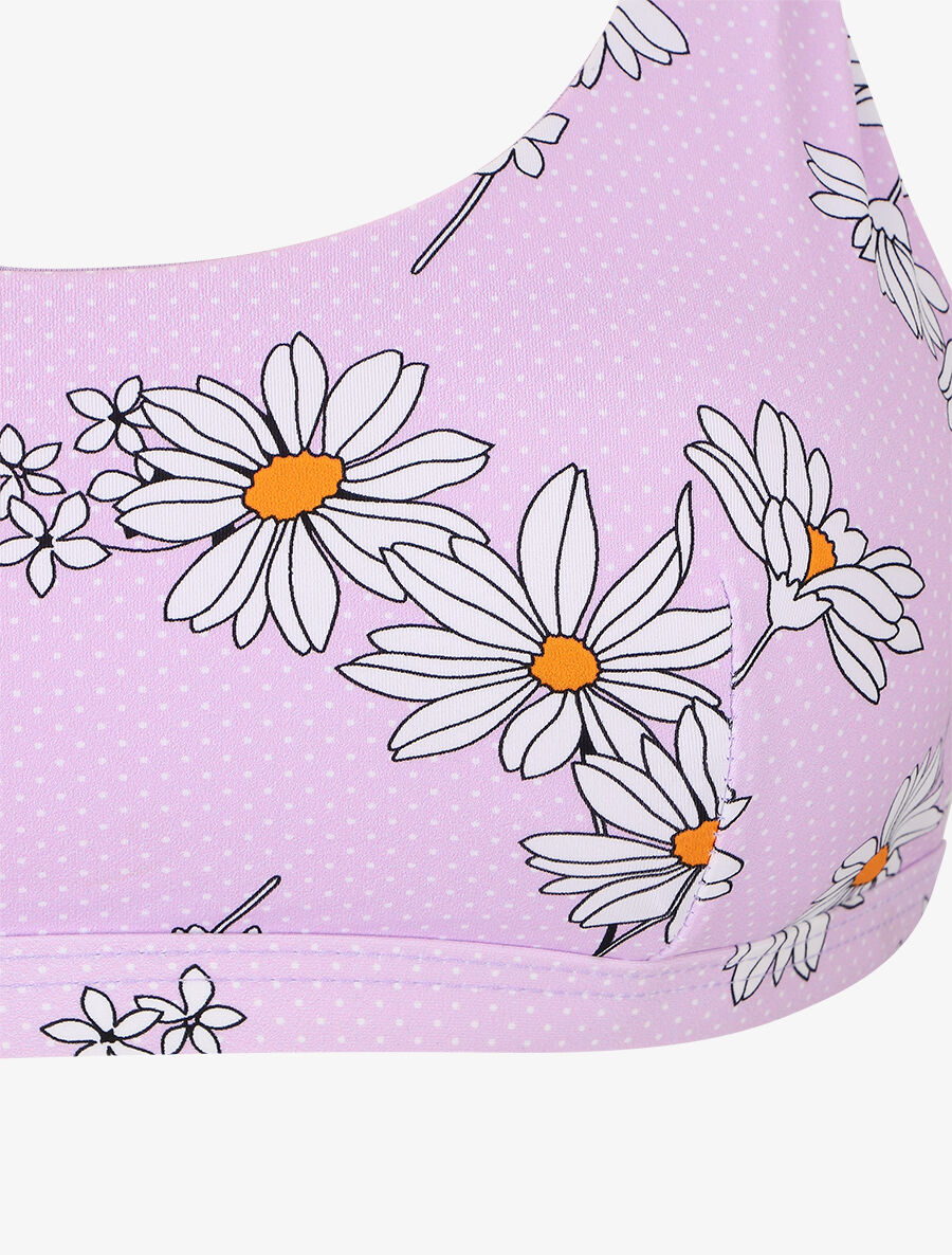 Bikini à imprimé pâquerettes et chouchou - Lilas - 3