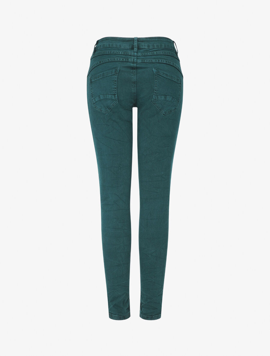 Jean effet froissé coupe slim - Vert émeraude - 2