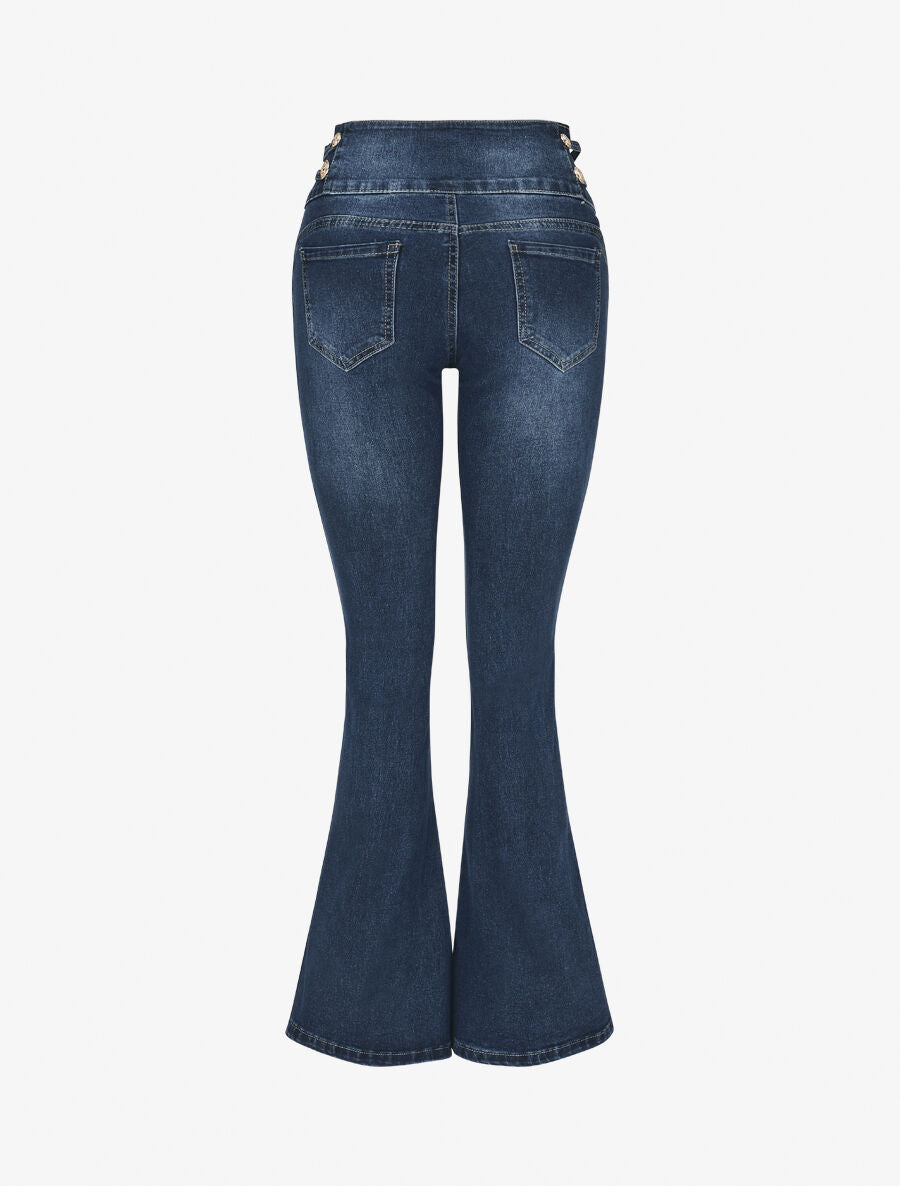 Jean push up à taille haute coupe bootcut - Bleu - 2