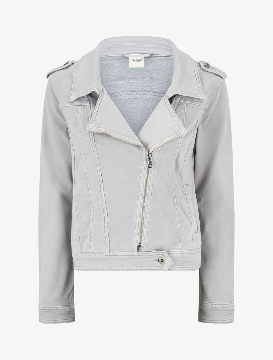 Veste en jean zippée - Gris - 1
