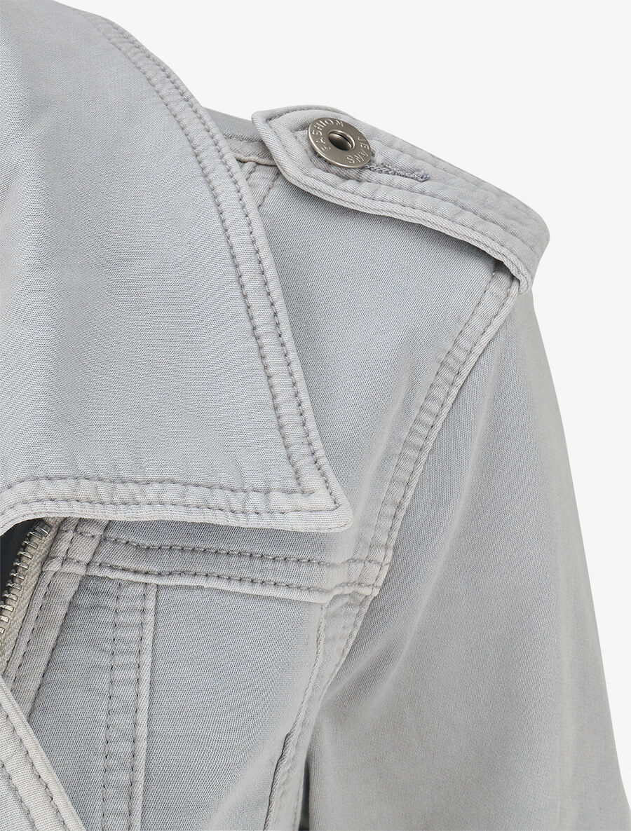 Veste en jean zippée - Gris - 3