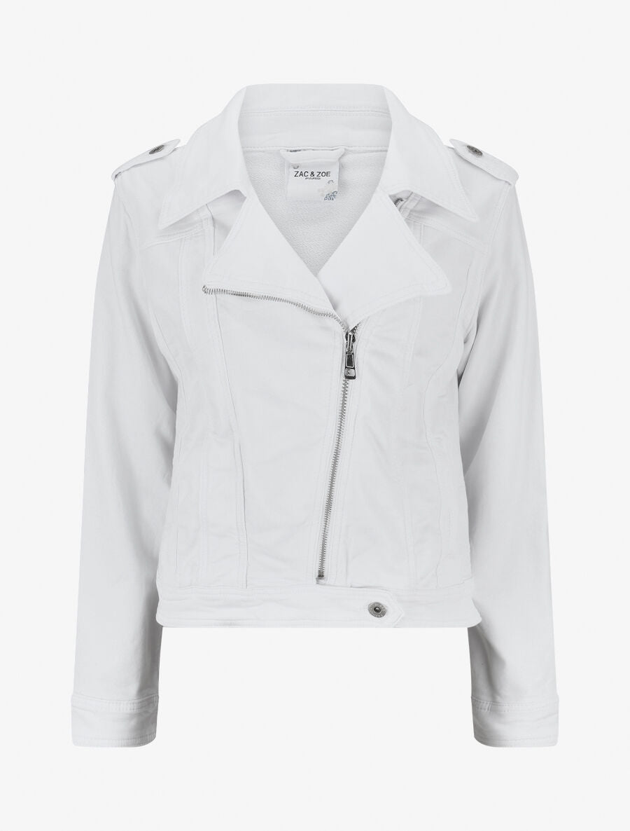 Veste en jean zippée - Blanc - 4