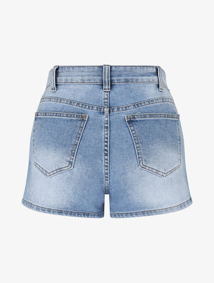 Short boutonné en jean - Bleu - 2