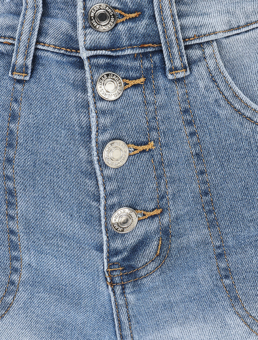 Short boutonné en jean - Bleu - 3