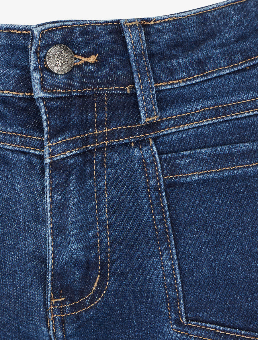 Jean wide leg à 4 poches coupe droite - Bleu - 3