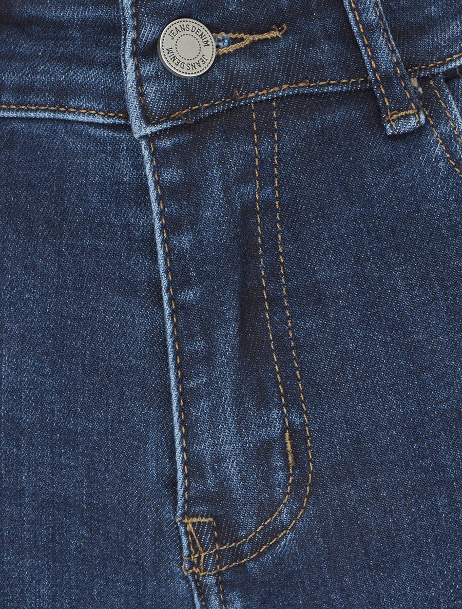 Jean droit à taille haute - Bleu - 3