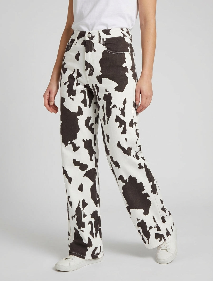 Jean wide leg effet push up - Marron