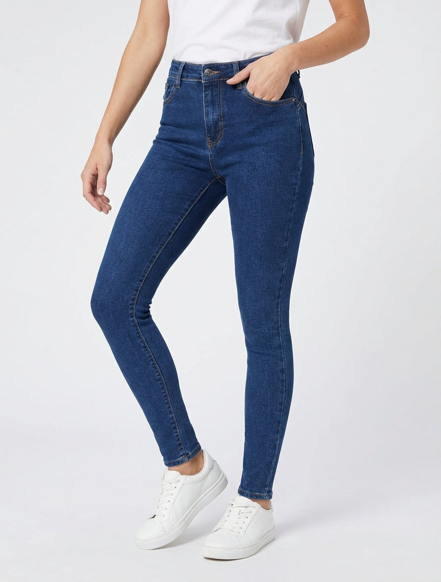 Jean skinny à taille haute - Bleu