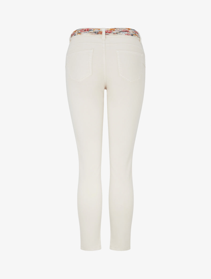 Jean skinny à ceinture imprimée - Beige clair - 2