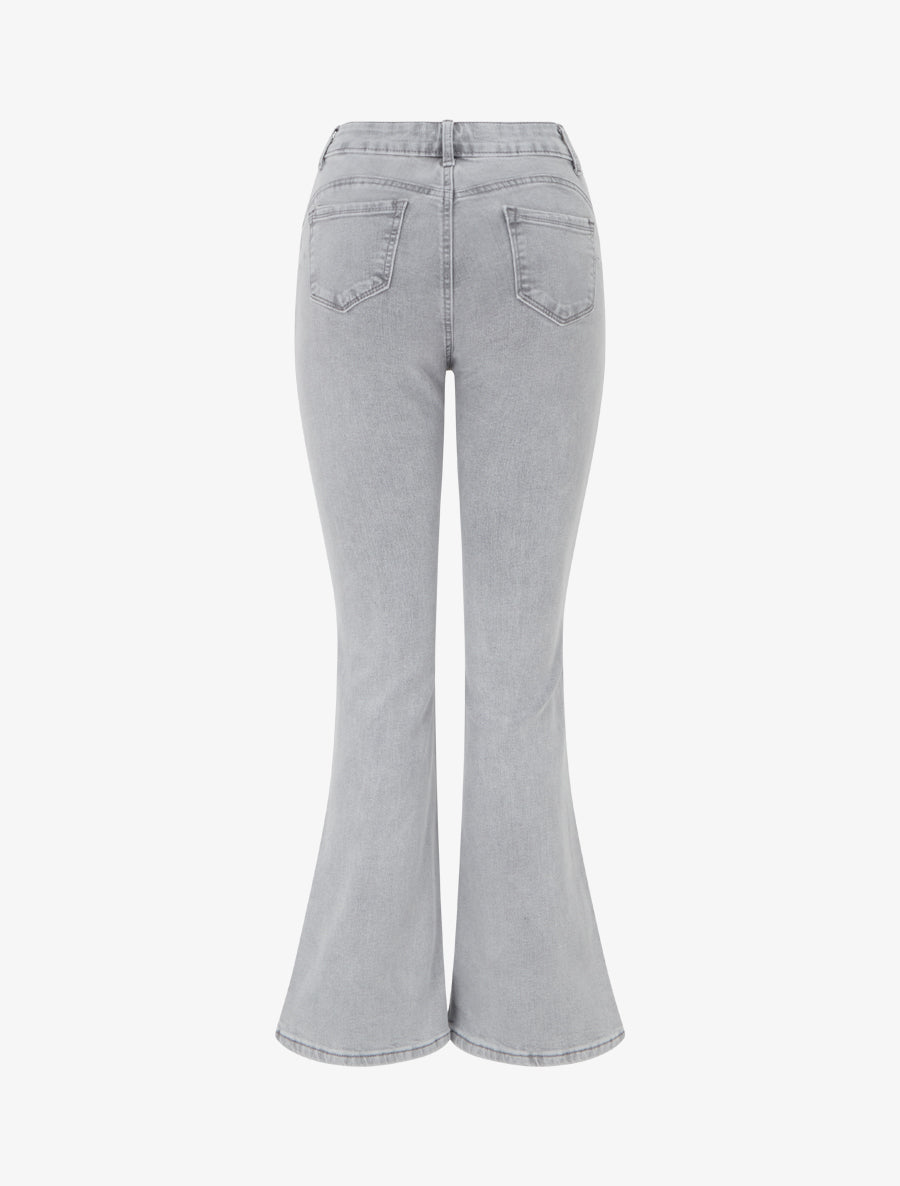 Jean flare push up taille haute - Gris clair - 2