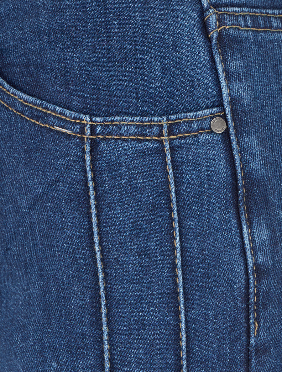 Jean wide leg surpiqué et stylisé - Bleu - 4