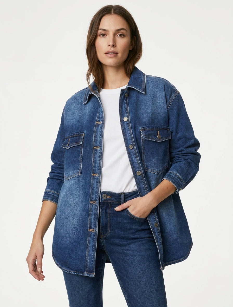 Surchemise en jean coupe oversize - Bleu denim