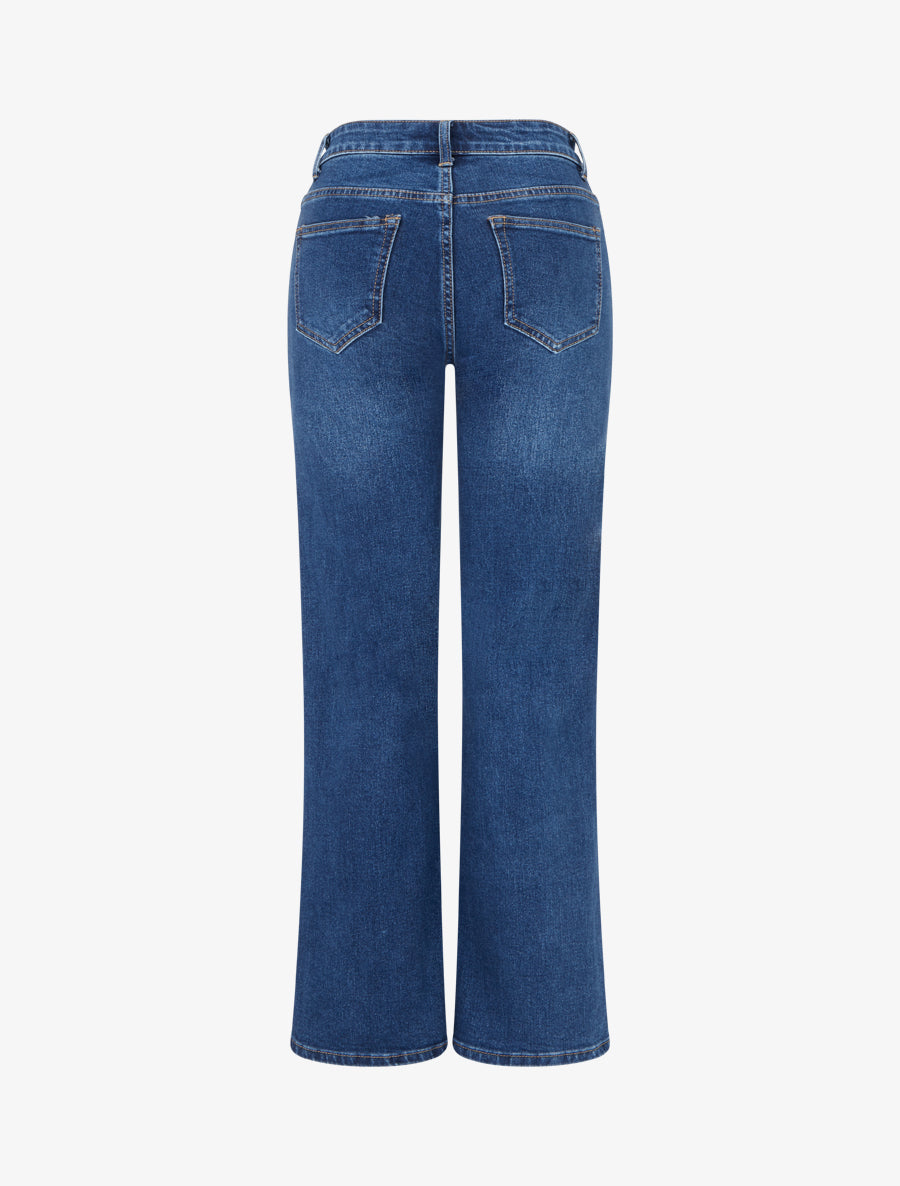 Jean wide leg délavé - Bleu denim - 2