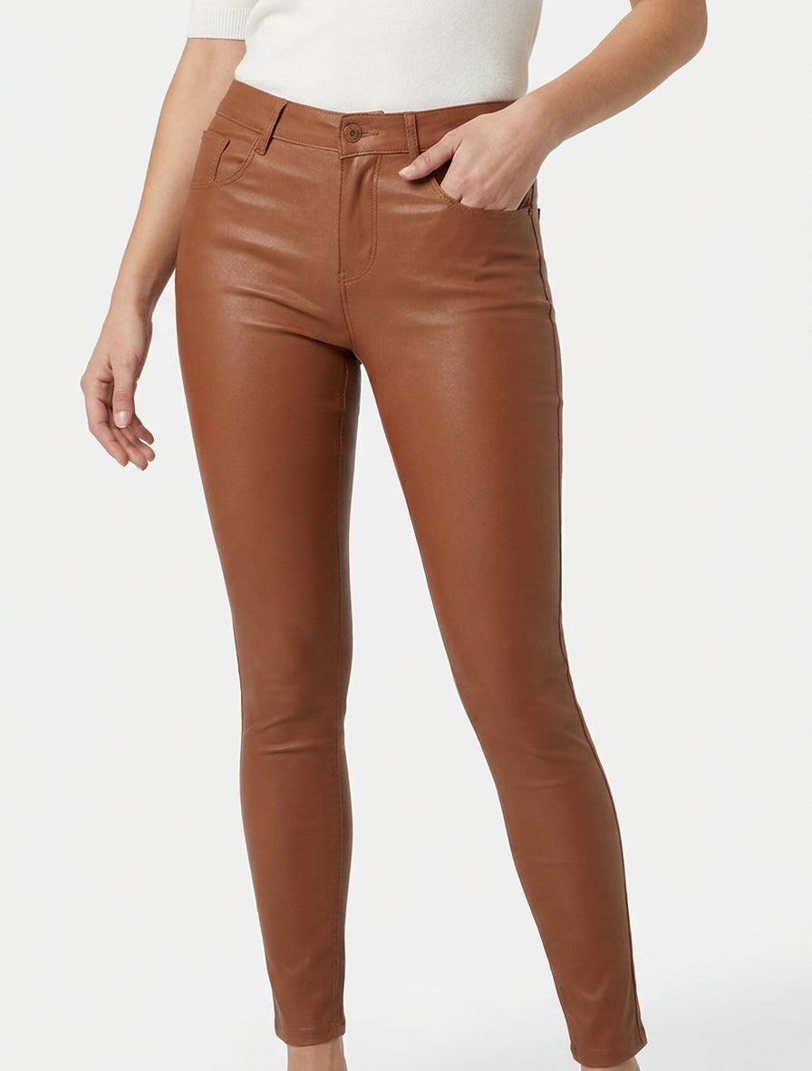 Jean skinny effet ciré - Rouille