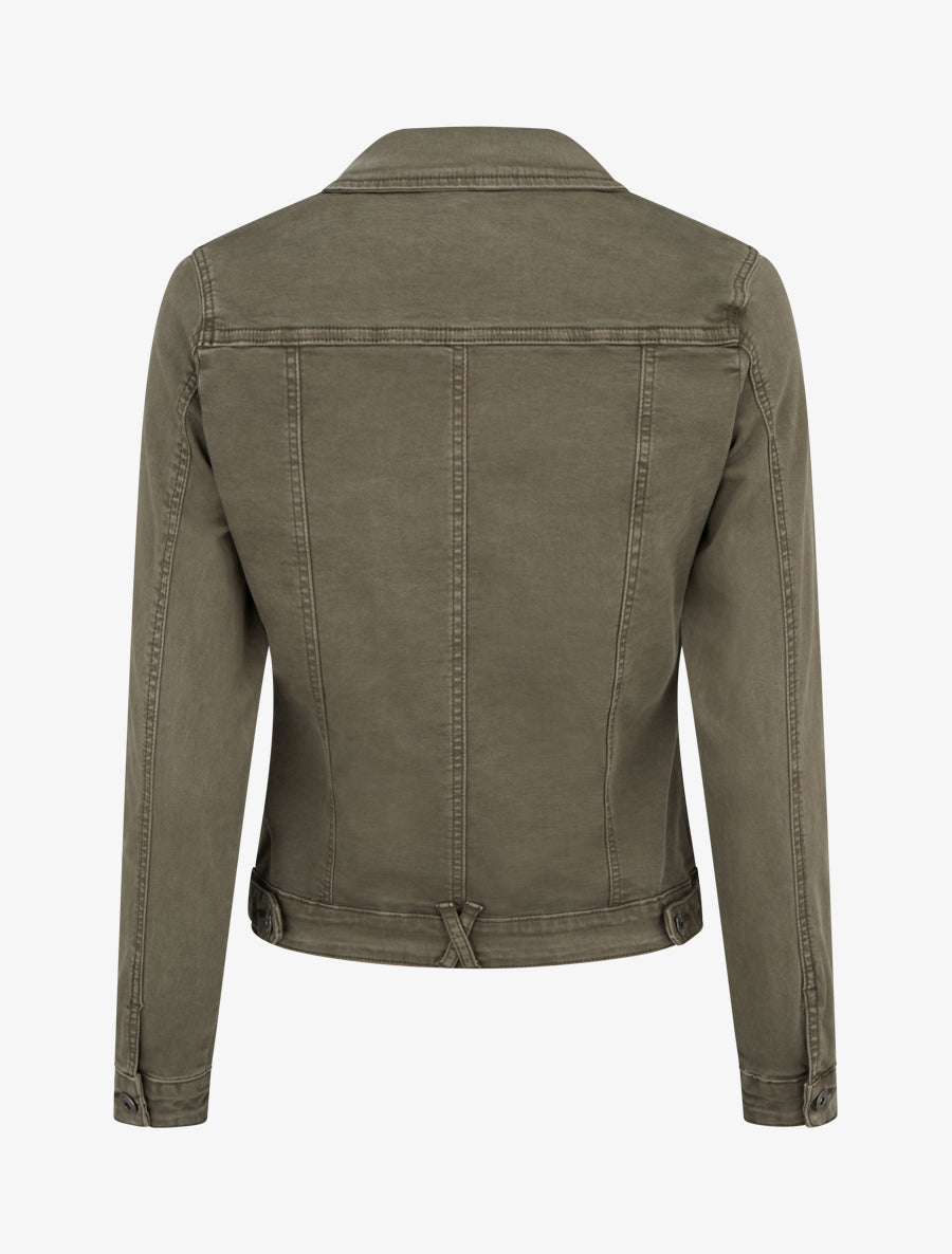 Veste en jean uni coupe droite - Kaki - 2