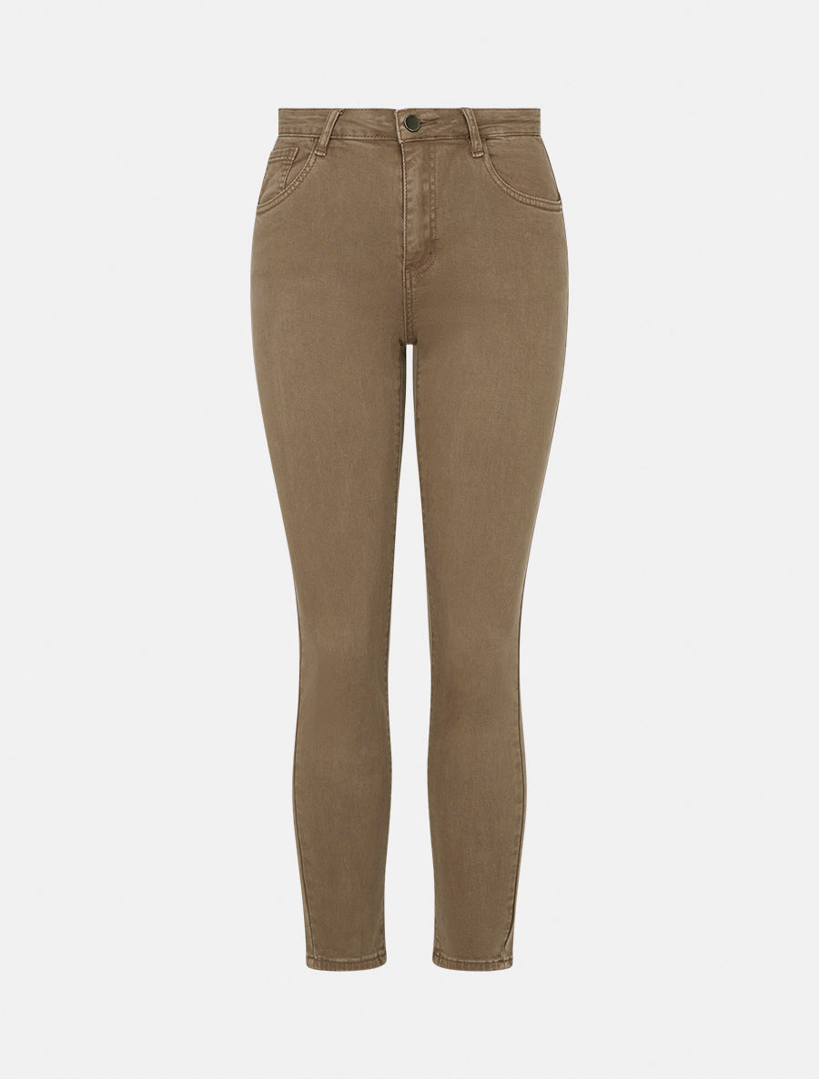 Jean uni coupe skinny - Taupe foncé - 1