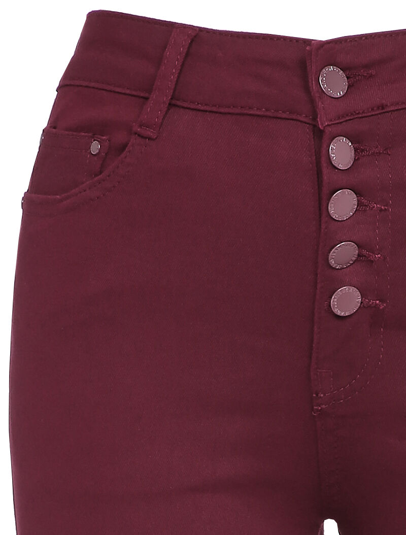 Jean skinny boutonné - Bordeaux - 4
