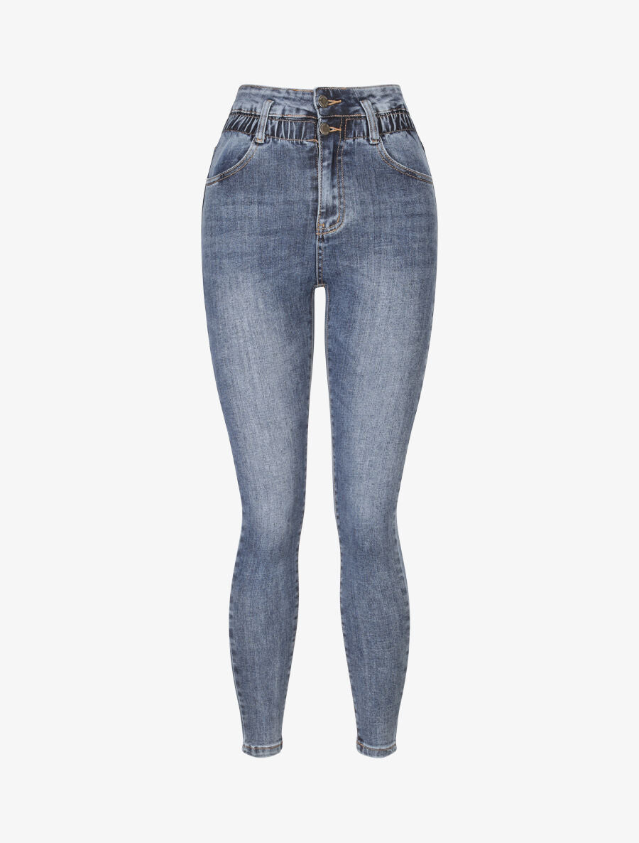 Jean ultra skinny à taille élastiquée - Bleu - 4