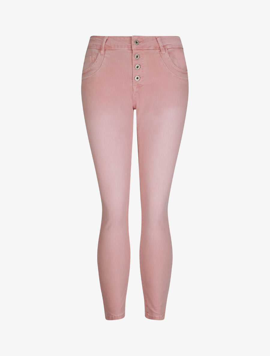 Jean slim effet froissé - Rose - 1