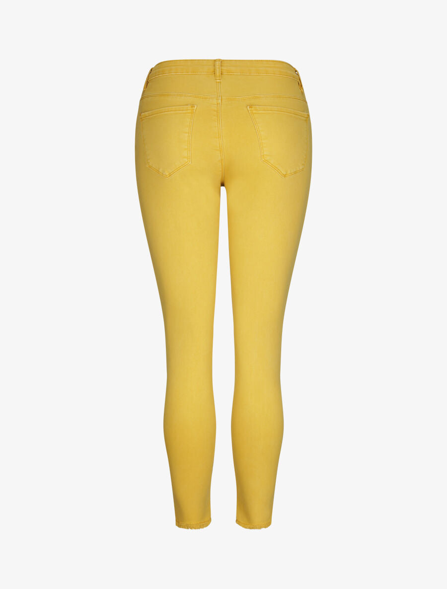 Jean 7/8 à bords coupe franche ornés de sequins - Jaune moutarde - 2