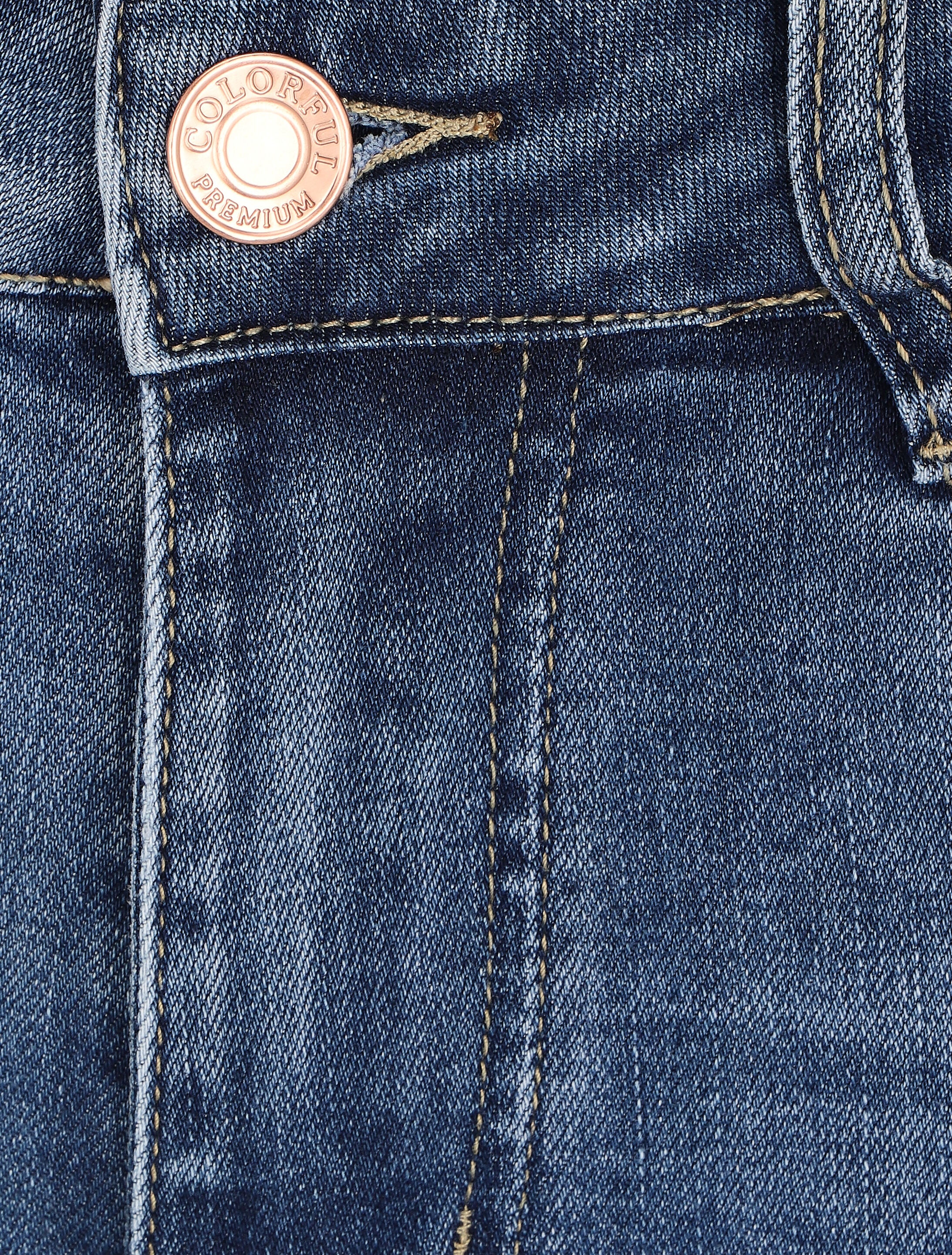 Jean uni coupe flare taille standard - Bleu denim - 3