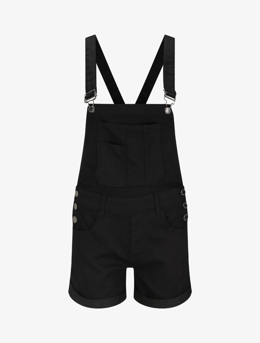 Salopette short en jean - Noir - 1