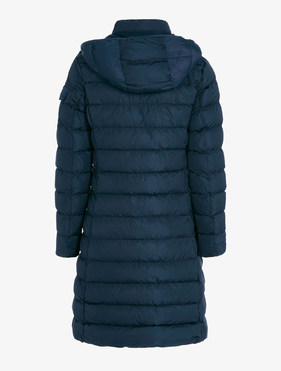 Doudoune longue matelassée à capuche - Marine - 3