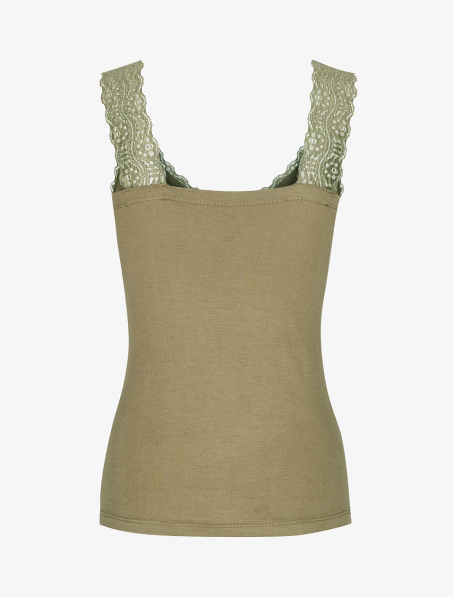Débardeur ajusté à dentelle - Kaki - 2