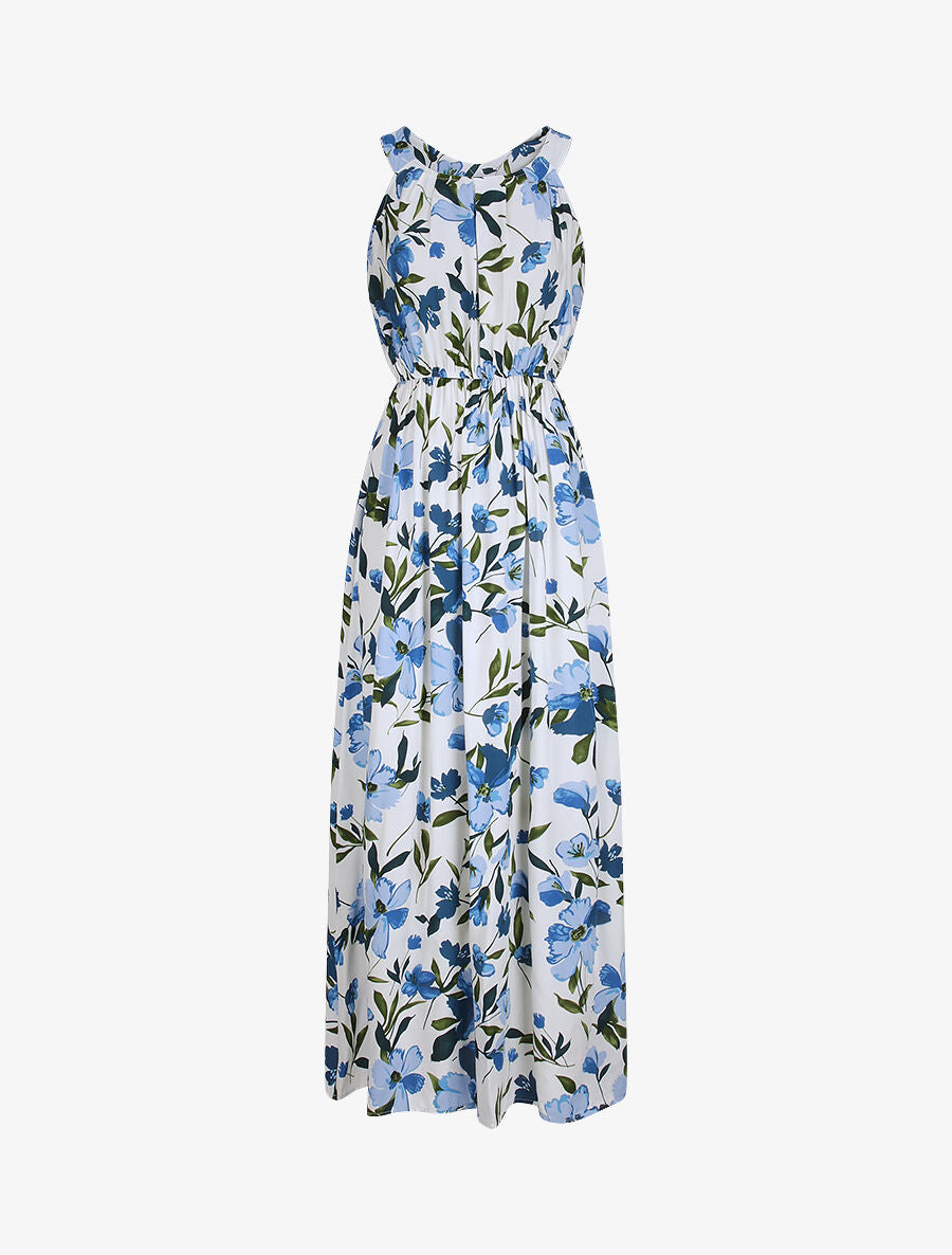 Robe longue imprimée marguerites géantes - Blanc/bleu - 6