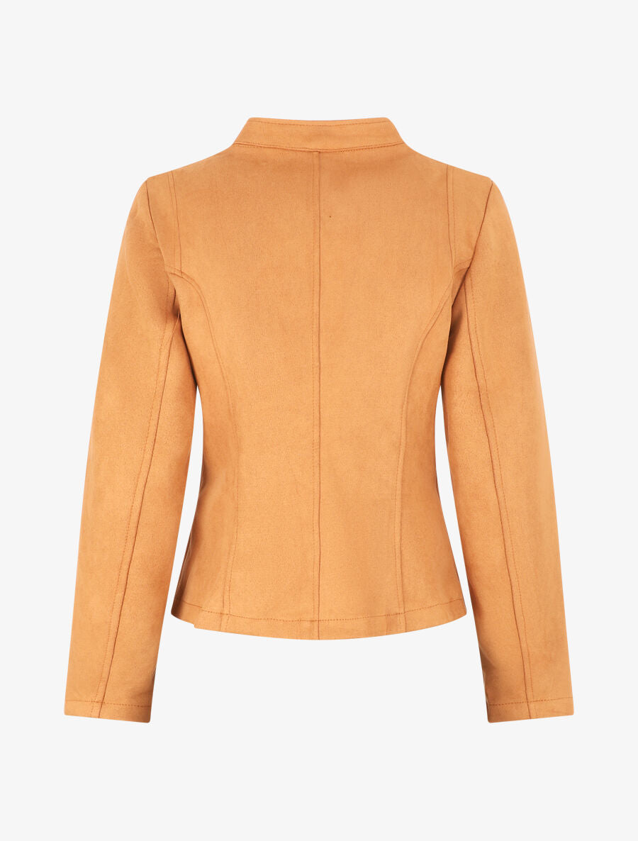 Veste droite en suédine - Camel - 2