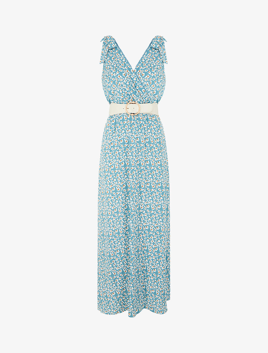 Robe Cache Cache Turquoise à Bretelles – Taille 38, En Coton, Légèrement Portée