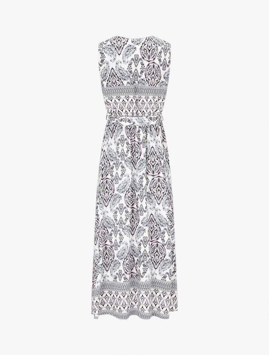 Robe longue à col à détail brodé - Noir - 2