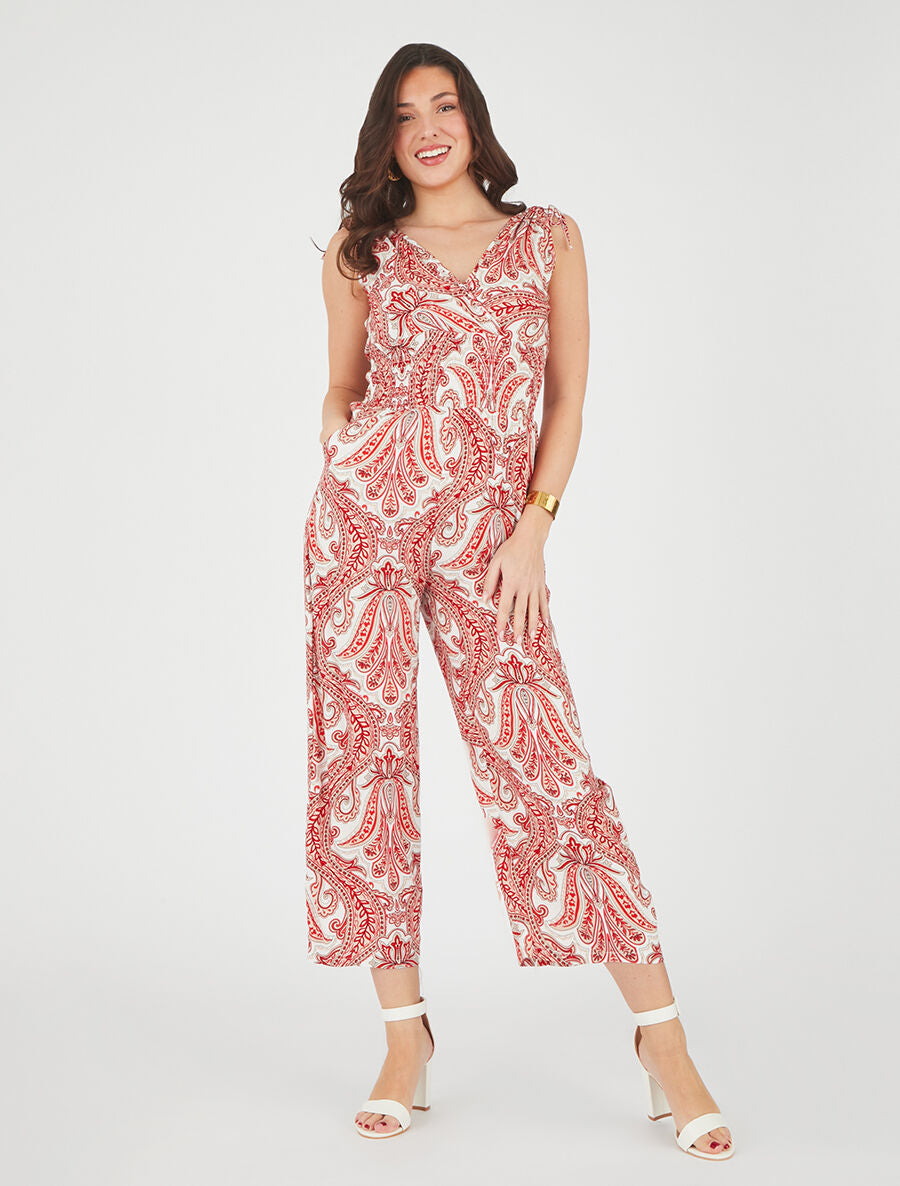 Combinaison sans manches imprimé cachemire - Rouge - 4